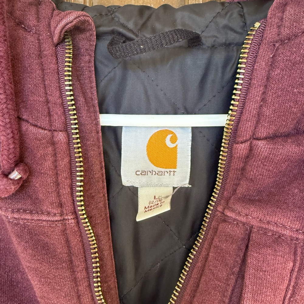 Women’s Carhartt Purple Full-Zip Hoodie insulated Large - Picture 3 of 6